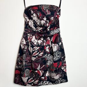 French Connection Vintage Y2K Dress Butterfly Tube Top Mini Navy Blue Pink Sz 4